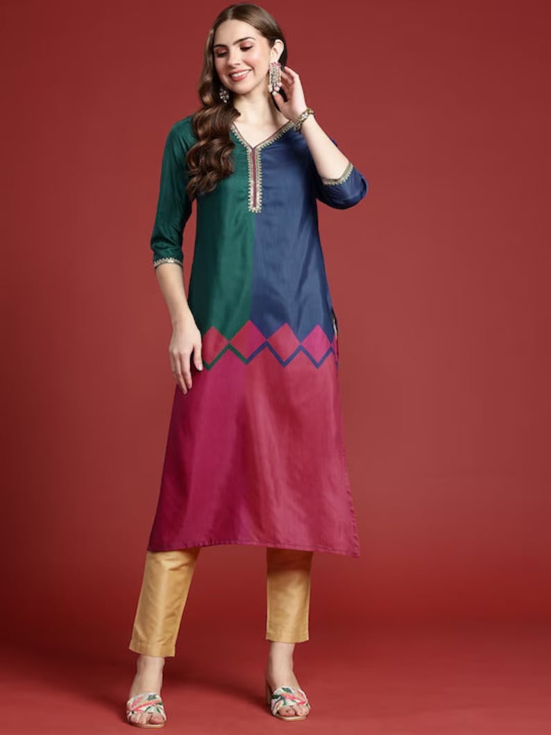 Ethnic handmade cotton silk blend kurta/ batik print/cotton/Tunic/Festive Collection/