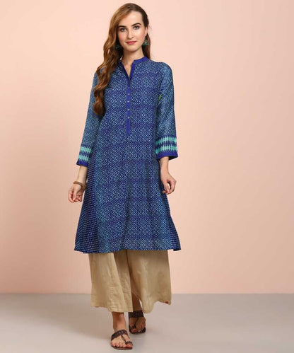 Cotton Linen Ethnic Kurti/ Block Print/Dabu Print Long Linen Dress/ Kurta/ Cotton Silk/ Organic/ Indigo/