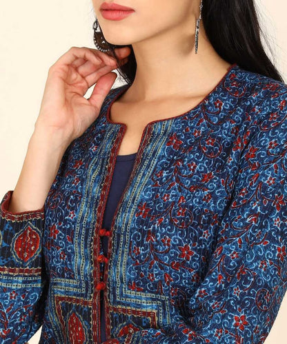 Pure Cotton Ethnic Motifs Printed A-Line Block Print Sanganeri Kurta/ Linen Kurta/