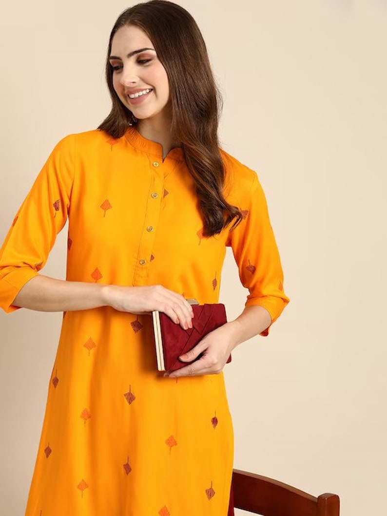 Ethnic Cotton Kurta/ Summer/ Embroidered/ Thread Work/ Mandarin Collar Kurta/Summer