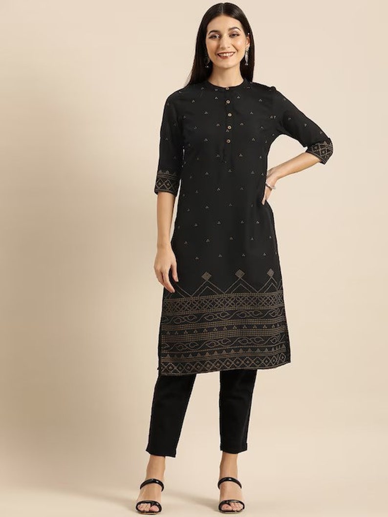 Ethnic Cotton Kurta/ Summer/ Embroidered/ Thread Work/ Mandarin Collar Kurta/Summer