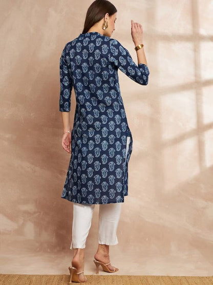 Women Sanganeri Floral Printed Floral Kurta/ Cotton/ India/ Block Print