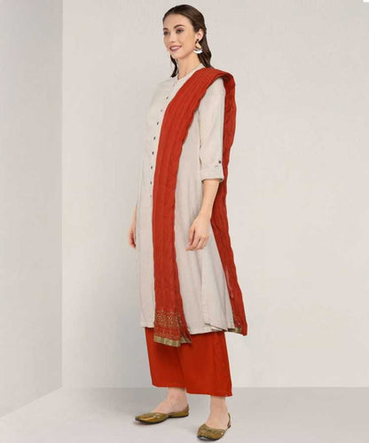 Handloom Natural Dyes/Ethnic Cotton Suit Set/ Kurta/ Tunic / Palazzo pant with Dupatta/ Boho/Embroidered/ Batik Print/ Thread Work/Indian/