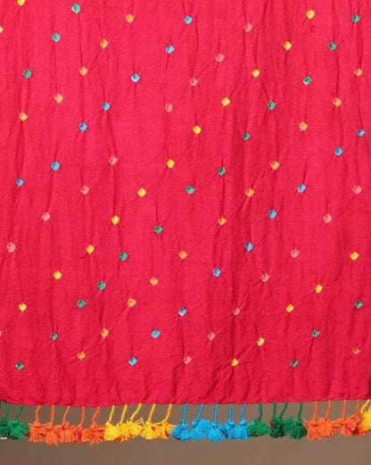 Kutch Handloom Bandini Pure Wool Shawl/headscarf/Multi Coloured Modal Silk Organic Stole/Lightweight Natural Fabric/ Unique Gifts for Women/