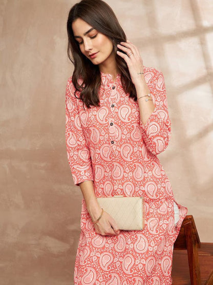 Women Sanganeri Floral Printed Floral Kurta/ Cotton/ India/ Block Print