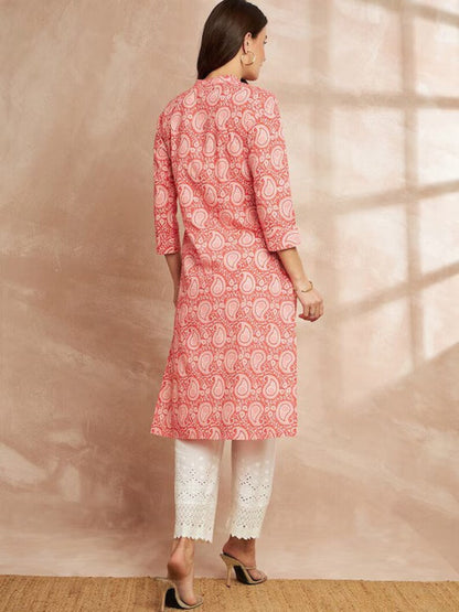 Women Sanganeri Floral Printed Floral Kurta/ Cotton/ India/ Block Print