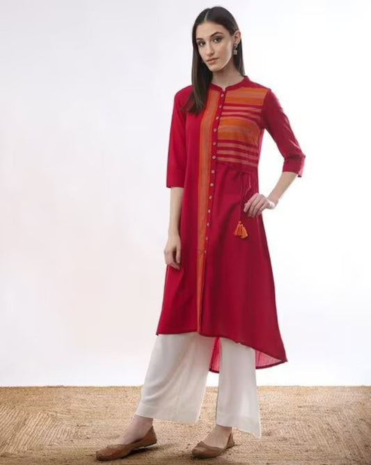 Ethnic  Ikat Kurta/ Cotton Kurta/ Long Lien Dress/ Summer Tunic/ Organic Cotton/ Handmade/ Shirtdress/