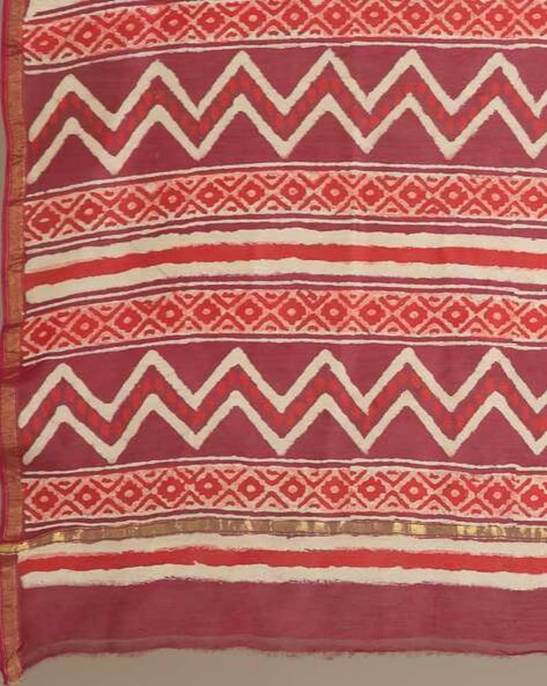 Kutch Hand-Blocked Dabu Print Saree/ Ajrakh/ Pure Cotton/ Chanderi Silk/ India/ Organic/