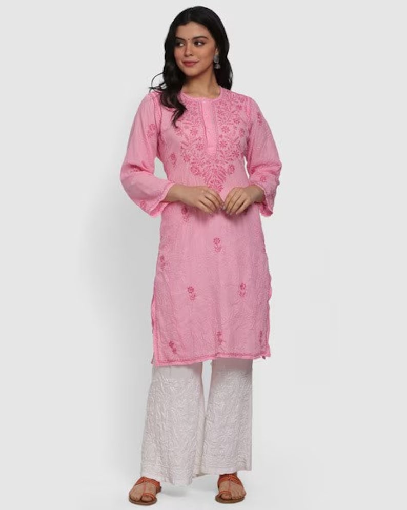 Kurta Palazzo Set/ Indian Wear Kurta Set/Cotton Linen Dress/Chinese Collar/ Dabu Print