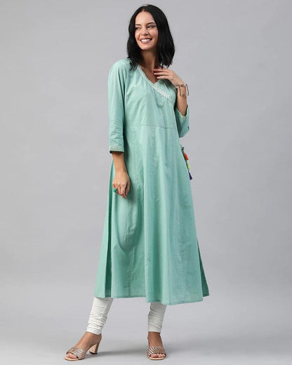 Cotton Kurta Set/Long Dress Linen Dress/Embroidered/Dabu Block Print/ Handloom/