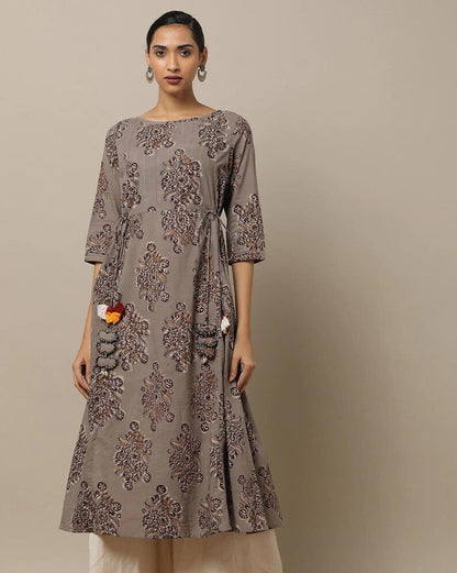 Cotton Ethnic Long Dress/ Shirt Dress/ Kurti/ Hand Block/ Batik Print/ Floral Print/