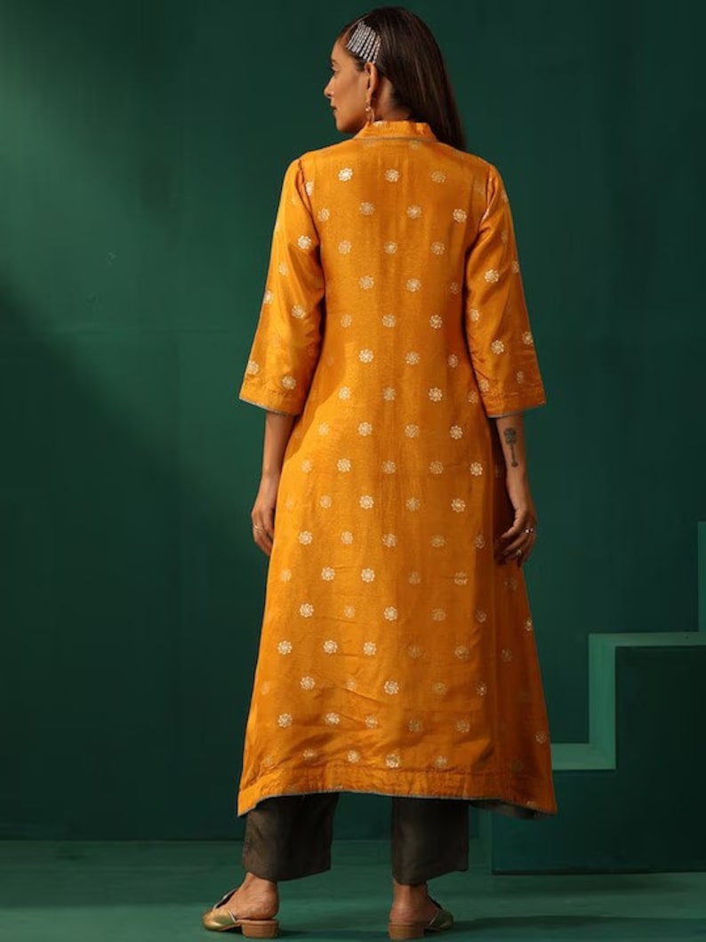 Salwar Kameez/Pakistani Dress/ Modal Silk/Floral Woven Design Anarkali Kurta with Trousers/Long Ethnic Dress/ Kurti/ Silk/