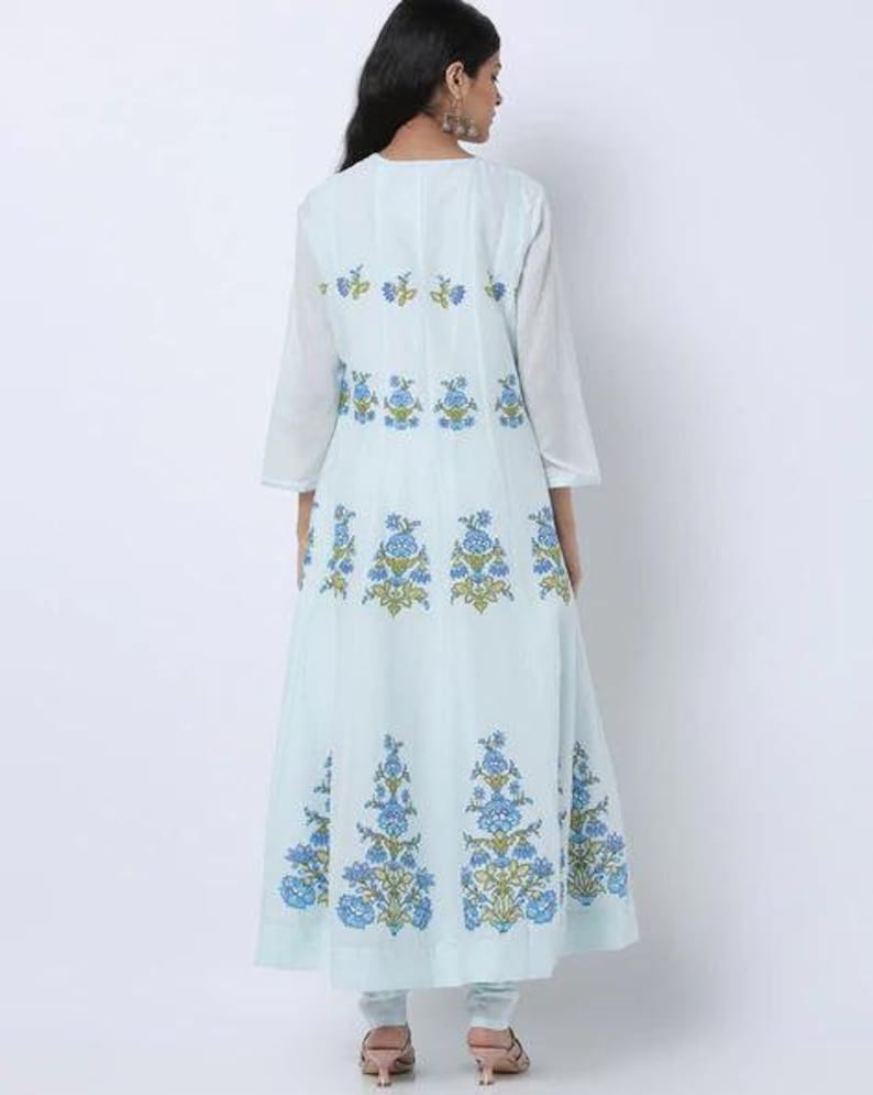 Long Boho Dress/ Tunic/ Kurta/ Cotton/ Fabric From India / Block Print/ Summer Dress/ Ethnic/ Handloom/ Handmade/ Thread Work/