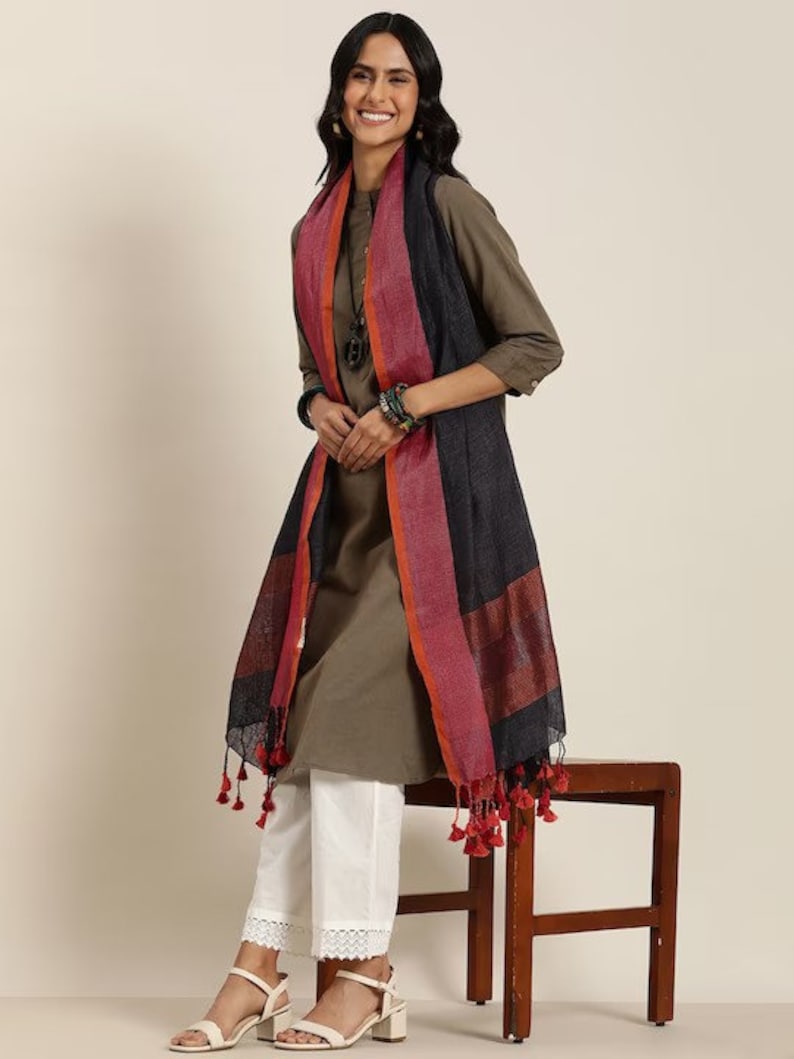 Handloom stoles/ shawl with natural dyes/Woven Embroidered from Kullu Himachal Pradesh/ India/ Ethnic/Zari Border/