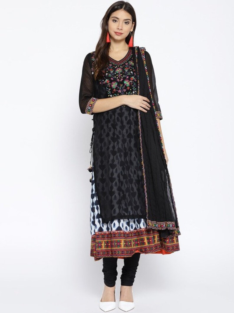 Cotton Layered Kurta /Tunic/Long Dress/Batik Print/Bollywood/Handmade/Tassel/Bohemian/Traditional/India/Summer/Textiles/