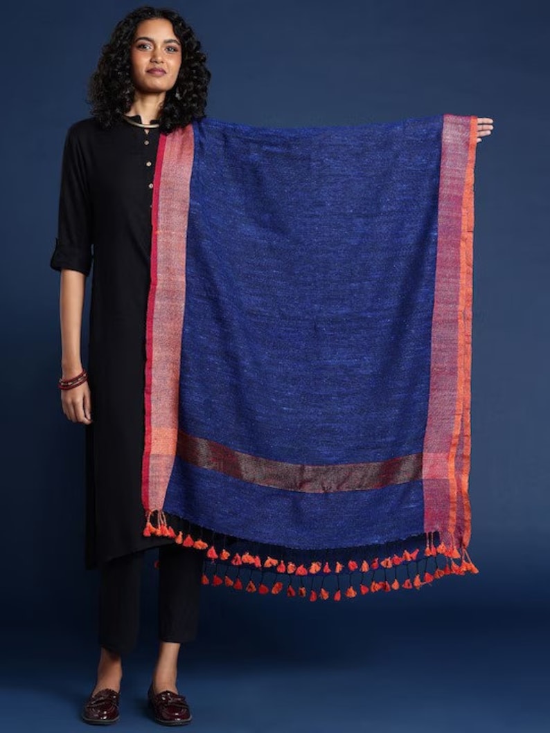 Handloom stoles/ shawl with natural dyes/Woven Embroidered from Kullu Himachal Pradesh/ India/ Ethnic/Zari Border/