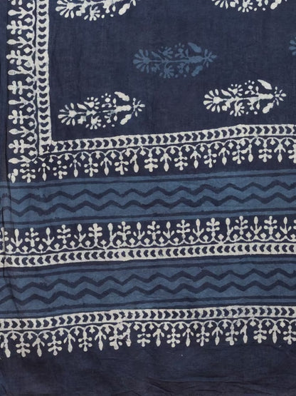 Women Indigo Hand Block Printed Sustainable Pure Cotton Dupatta