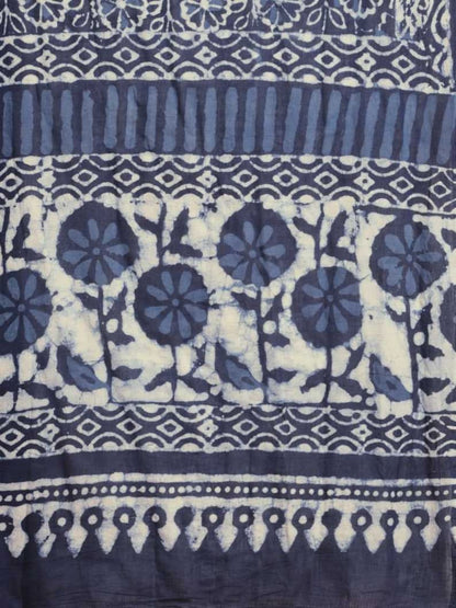 Women Indigo Hand Block Printed Sustainable Pure Cotton Dupatta