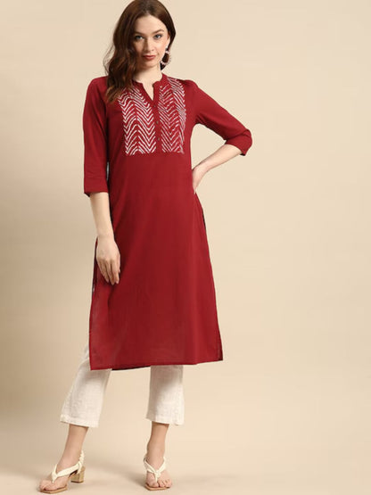 Linen Shirt Dress/ Linen Dress/ Long Shift Dress with Tucks/ Beautiful maroon colored long cotton kurta- tunic-dabu print-ethnic-Bollywood s