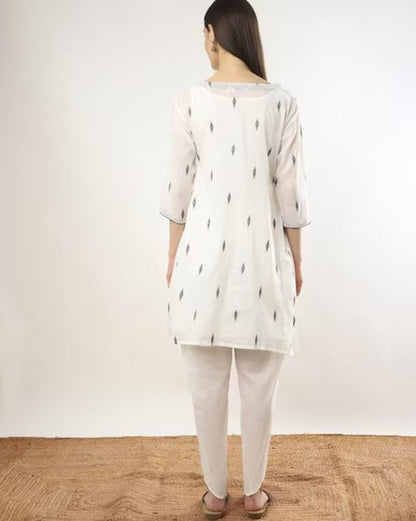 Beautiful Cotton Cream Motif Ikat Kurta with dhoti pant Set / Summer Dress/Shirt Dress/ Ethnic/