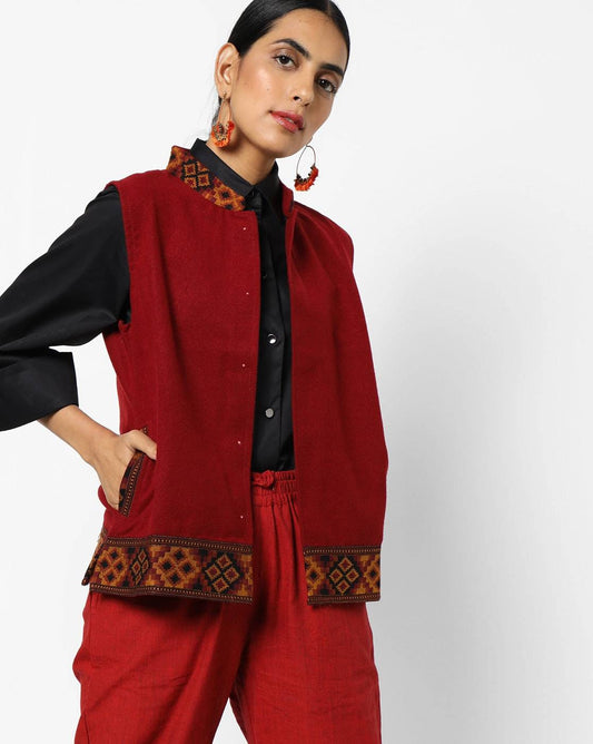 Winter Woolen Ethnic Jacket/Vest/Shrug/ Pattern KulluTraditional/India/Himalaya/Wool Kullu Shawl/Hand Woven/Boho/Hand Loom/Tribal Design